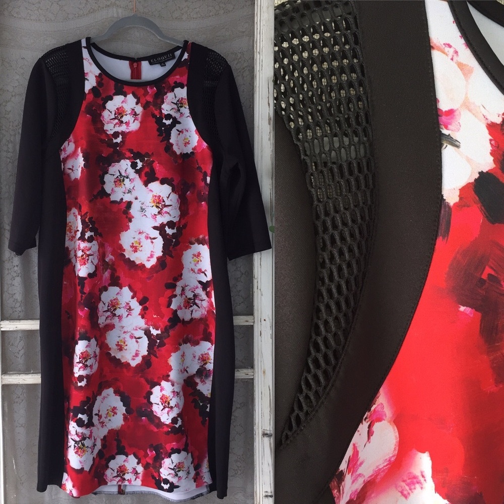 Eloquii Collide Mesh-Inset Scuba Sheath Dress 20